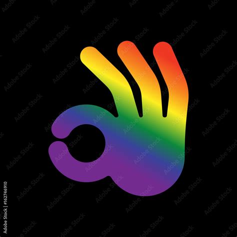 Okay Hand LGBT Sign Positive Agreement Symbol Gay Flag Stock Vector