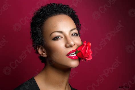 Beautiful Woman With Rose In Mouth Stock Photo 672324 Crushpixel