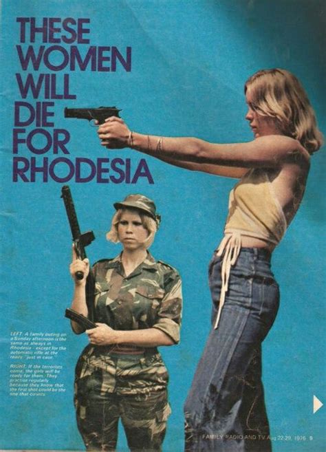 Women For Rhodesia With Browning High Power War Female Soldier War