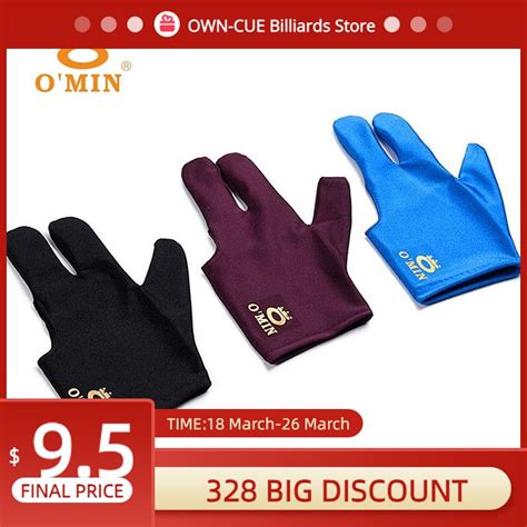 O Min Professional Pool Cue Snooker Cue Gloves Three Finger Mitts Non