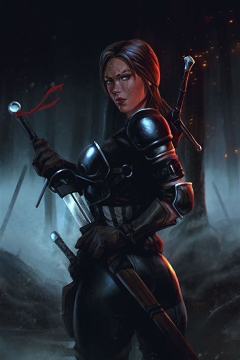 Fantasy Art Female Warriors 640x960 Wallpaper