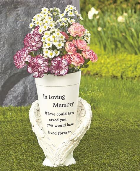 Memorial Vase Flowers Angel Cemetery Headstone Grave Marker Funeral