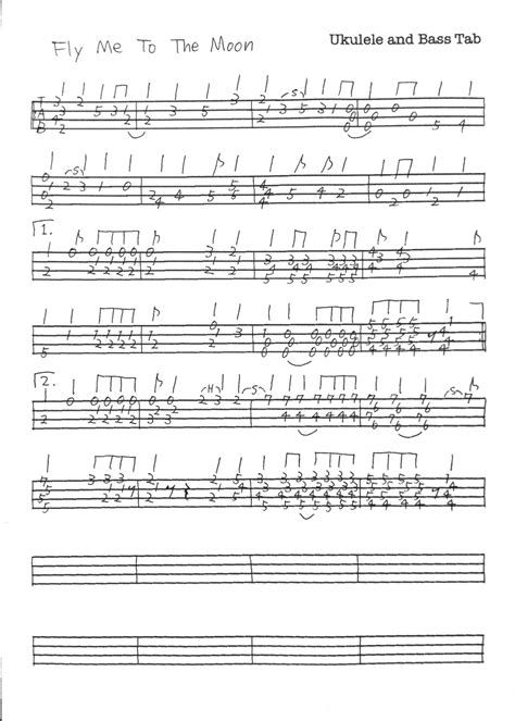 The song structure for the fly me to the moon chords is a, b, a, b1. Acoustic Sound Organization: "Fly Me To The Moon"のソロウクレレの ...