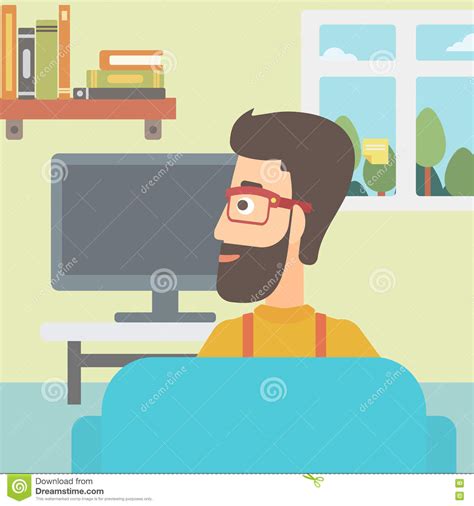 Man Watching Tv Stock Vector Illustration Of Relax 71427900