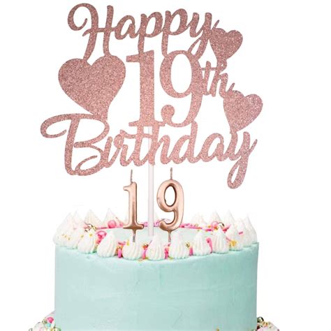 Buy Happy 19th Birthday Cake Topper Rose Gold 19th Birthday Cake
