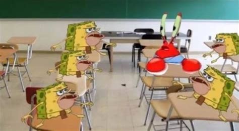 Classroom Confused Krabs And Cavebob Blank Template Imgflip