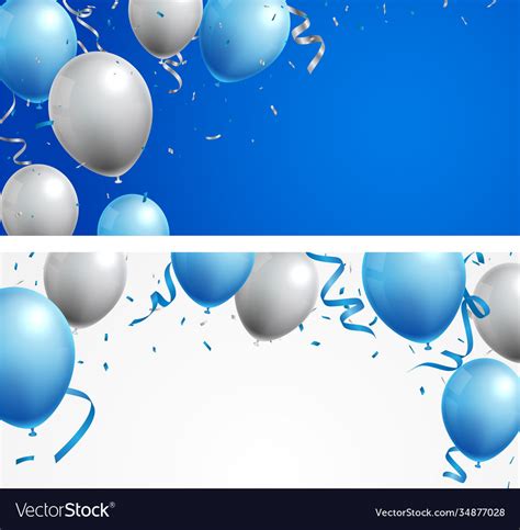Celebrations Banner With Blue And Silver Balloons Vector Image