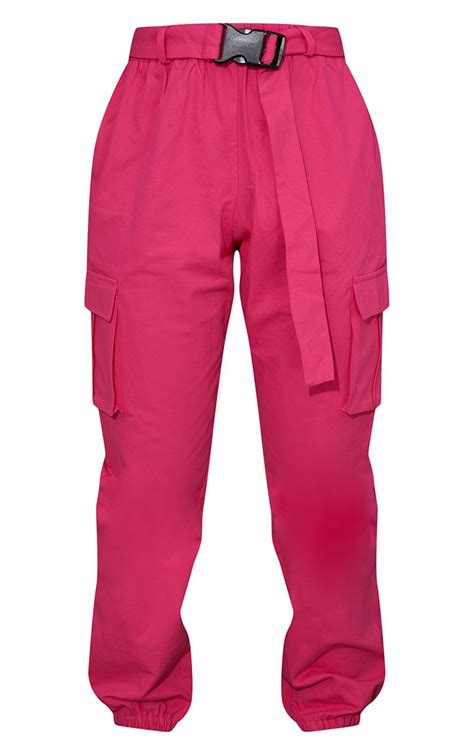 Hot Pink Utility Belted Cargo Track Pants Prettylittlething Aus