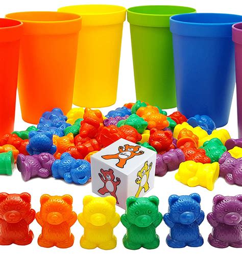 Plastic Bear Counters And Dice Math Bears Game Rainbow Counting Bears