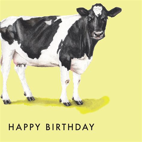 Cow Happy Birthday Greeting Card Etsy