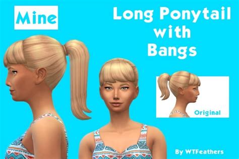 Long Ponytail With Bangs New Hair Mesh By Wtfeathers At Mod The Sims