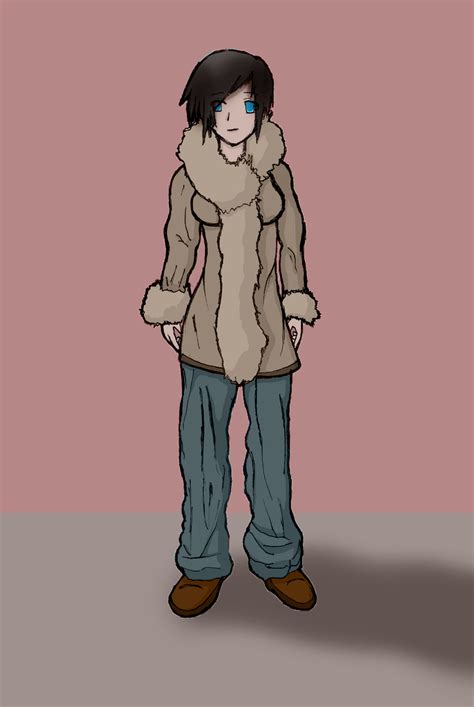 Anime Drawing Girl With Winter Jacket Colored By