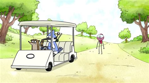 Regular Show Mordecai And Rigby Push Benson Off The Cart Youtube