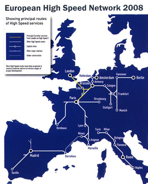High Speed Train Network Europe Map Map Of World