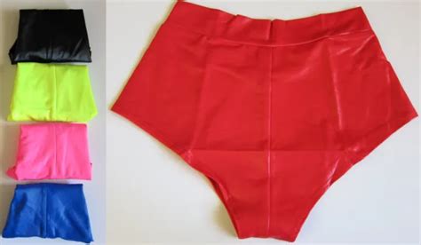 New Vintage High Cut Wet Silky Shiny Spandex Shorts Panties Lingerie