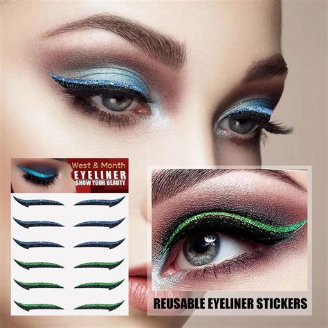 5pairs Reusable Eyeliner Eyelash Stickers Waterproof Eyeliner Eyelash