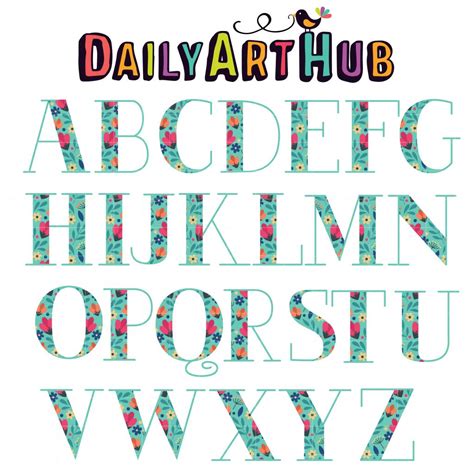 Flower Pattern Alphabet Clip Art Set Daily Art Hub Free Clip Art