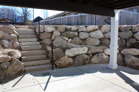 Walk Out Basement Retaining Wall And Stone Steps Walkout Basement