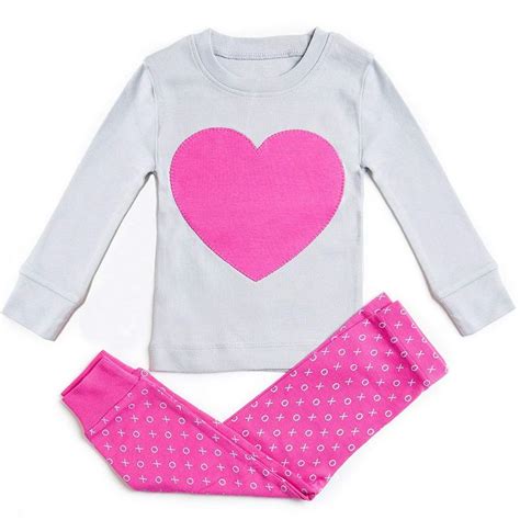 Girls Pajamas Heart Love Pink 2 Piece 100 Super Soft Cotton 12m 8y