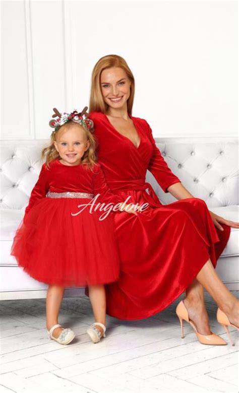 mommy and me matching dresses for christmas party mother and etsy red holiday dress