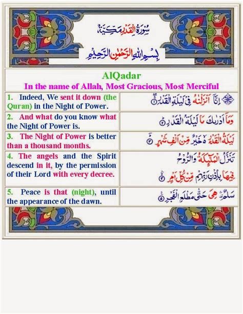 Surah Al Qadar With English Translation E M A A N L I B R A R Y C