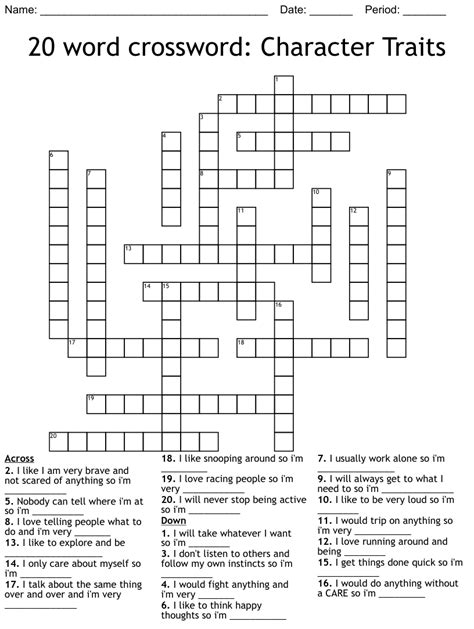 20 Word Crossword Puzzle Maker Crossword Puzzles Printable