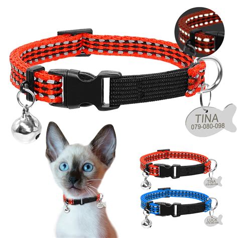 Customizable cat collars are a great idea for one, getting a customizable collar with your phone number embroidered into it or buying a pet id tag to attach to the collar means that if your cat ever. Reflective Cat Safety Collar With Bell Adjustable Kitten ...