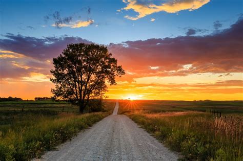 Country Road At Sunset By Kendrakpk