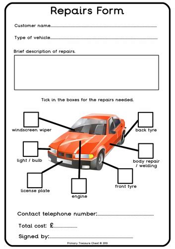 Mechanics Garage Classroom Worksheet Teaching Resources