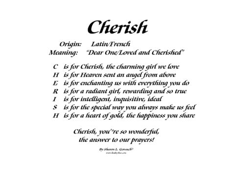 Meaning Of Cherish Lindseyboo
