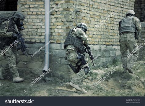 Special Forces Soldier During A Black Tactical Exercises
