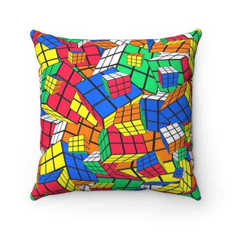 Crazy Cubes Rubiks Cube Pillow 2 Sided Print Square Etsy