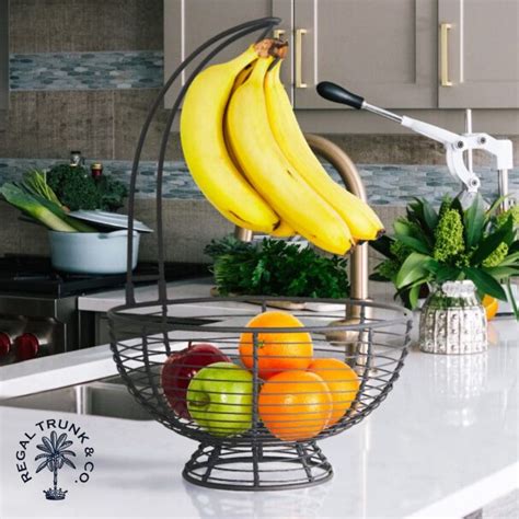 Fruit Basket With Banana Hanger — Regal Trunk And Co Kitchen Decor