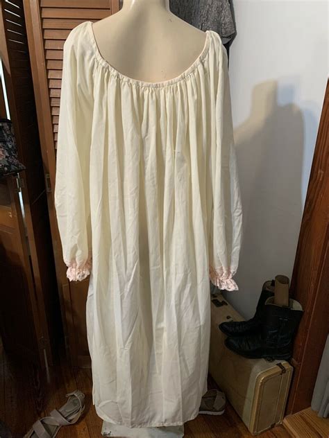Vtg Nightgown S Cottagecore Sheer Smocked Lace Prairie L Xl