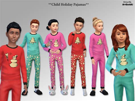 The Sims Resource Child Holiday Pajama Top And Pant Set