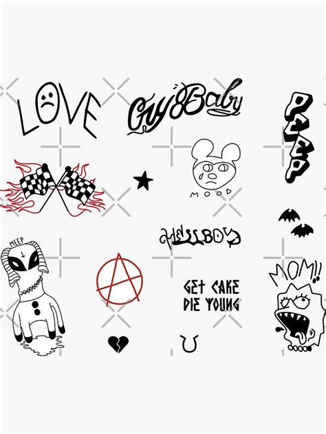 Lil Peep Tattoo Pack Lil Peep Merch Sticker By Shoxio Lil Peep