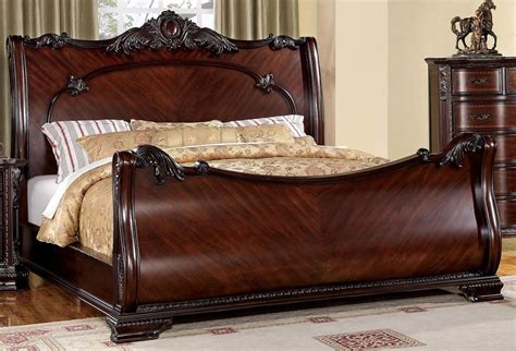 Bellefonte Brown Cherry Queen Sleigh Bed From Furniture Of America Cm Q Bed Coleman Furniture