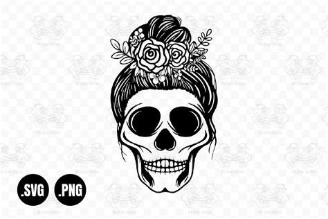 Messy Bun Skull Svg Mom Life Svg Gráfico Por 99siamvector · Creative