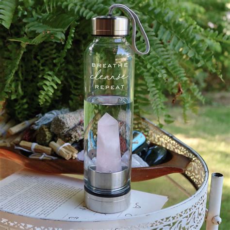Crystal Water Bottle Rose Quartz Water Bottle For Healing And Meditation Yoga Water Bottle