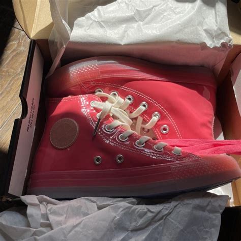 Pink Patent Leather Converse With Baby Blue Sole Depop