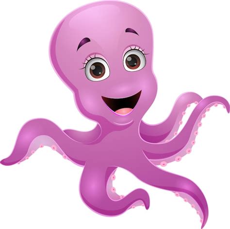 Premium Vector Cute Purple Octopus On White Background