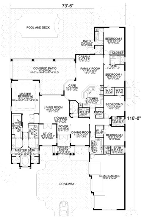 Plan 33172zr one story house plan with 4 or 5 bedrooms. Mediterranean Style House Plan - 5 Beds 6.5 Baths 4087 Sq ...