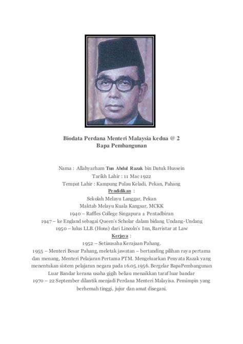 Abdul razak hussein malaysian politician. Biodata Tokoh