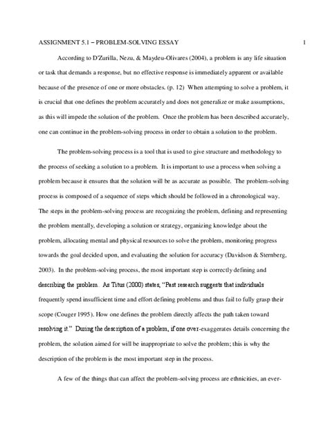 Doc Problem Solving Essay Nathan Neal