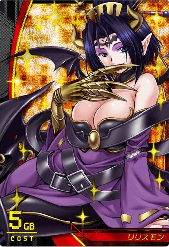 Lilithmon Digimon Digimon Crusader Official Art 1girl Breasts Cleavage Demon Demon Girl