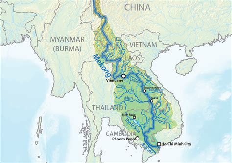 mekong river on asia map map of world