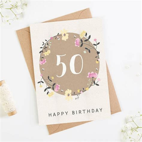 Make them smile with a funny photo or tell them how much they mean to you with a personalised greeting. 50th Birthday Card Floral By Norma&Dorothy ...