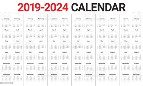 Simple year template of pocket or wall calenders. 2019 2020 2021 2022 2023 2024 年カレンダー ベクター デザイン テンプレート ...