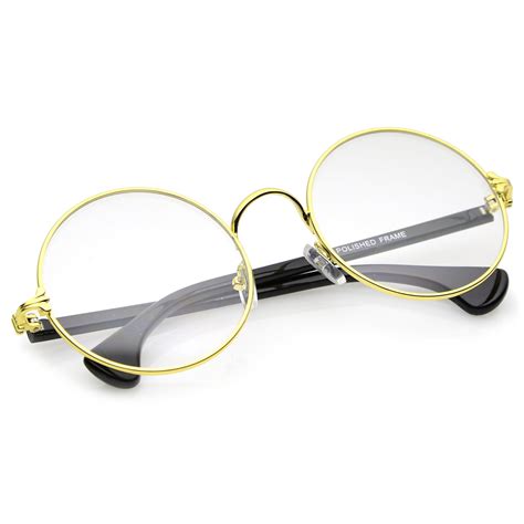 Classic Slim Metal Frame Clear Lens Round Eyeglasses 53mm Sunglassla