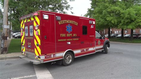 Westminster Fire Department Ambulance 37 With Air Horns Youtube